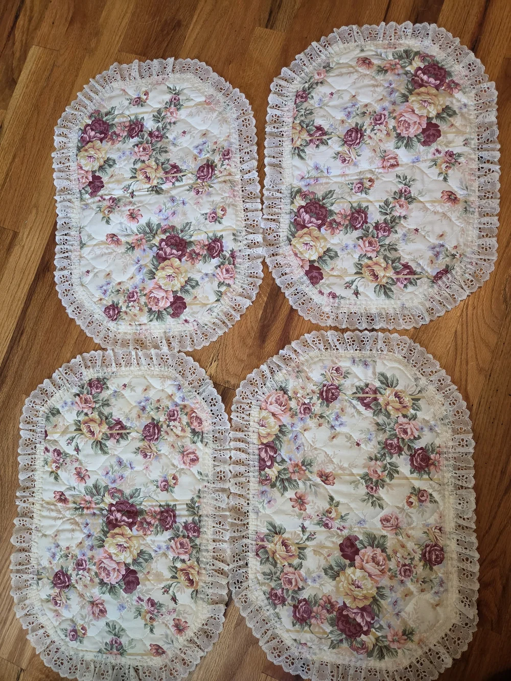 Vintage Table Placemats Floral Lace Cottage Core Grandma